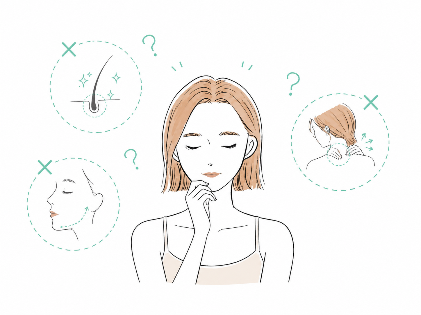 Hình minh họa này cho thấy cần tránh xoa bóp nếu bạn bị đỏ hoặc đau da đầu.