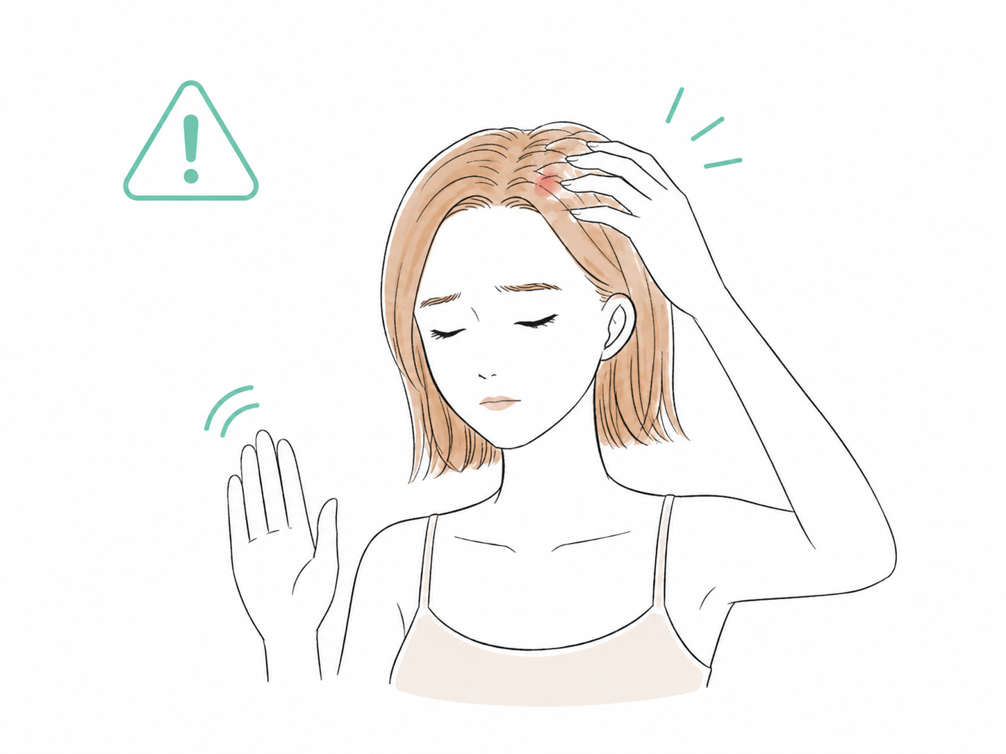 Hình minh họa một người phụ nữ đang thoải mái chăm sóc da đầu bằng phương pháp spa da đầu tự thực hiện.