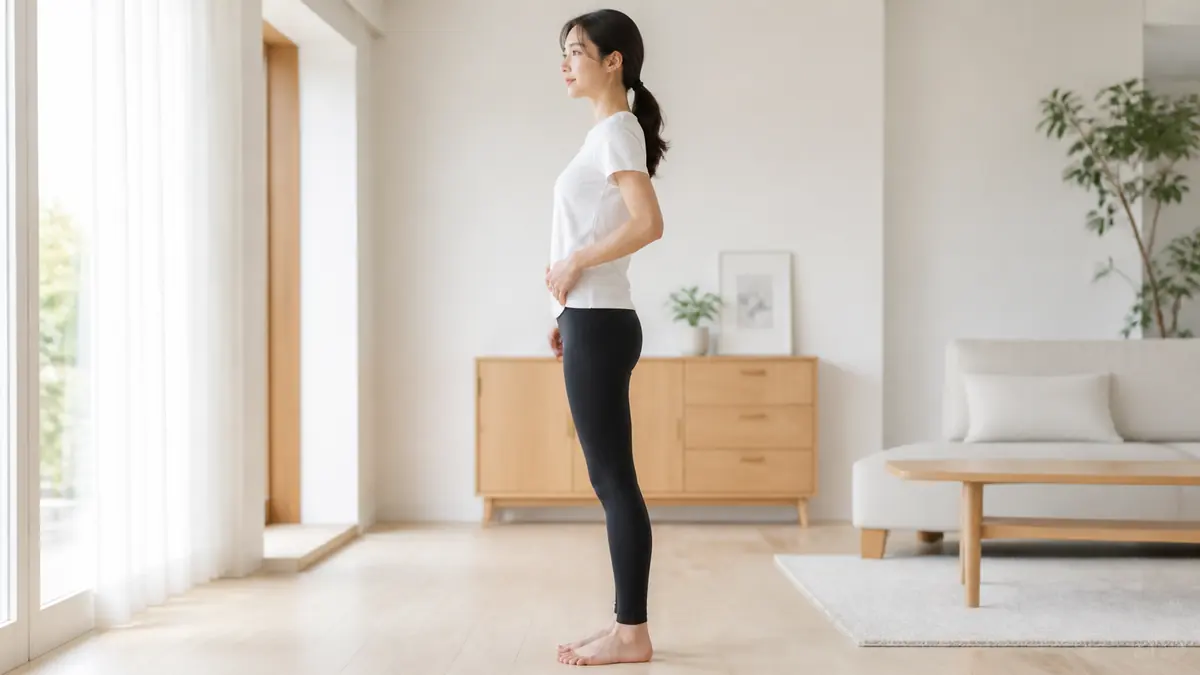 姿勢を確認する女性