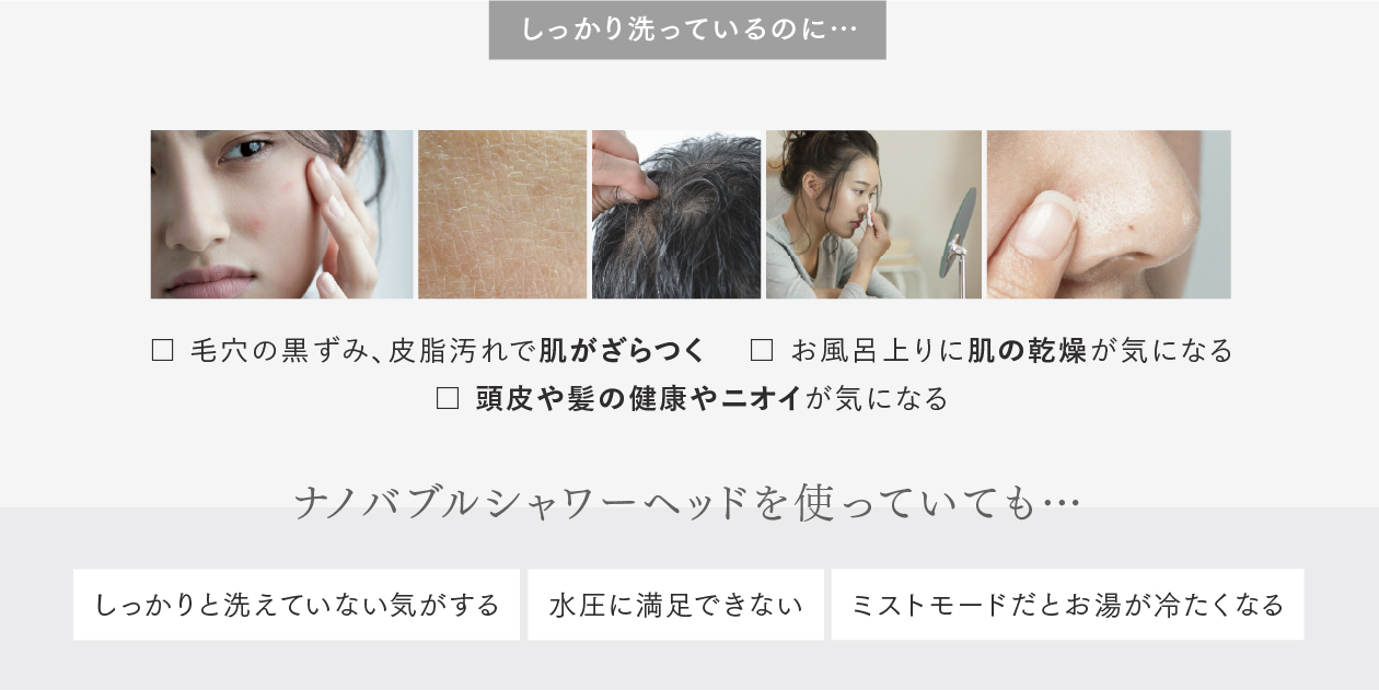 シャワーヘッドをお使いの方の悩み