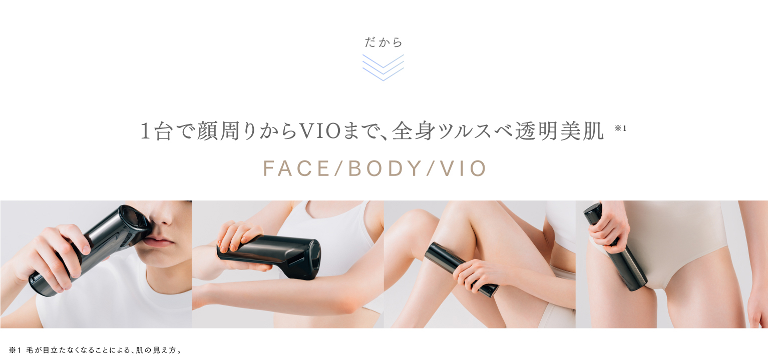 フェイス、ボディ、VIOに使用できる光美容器MiRAY AIR