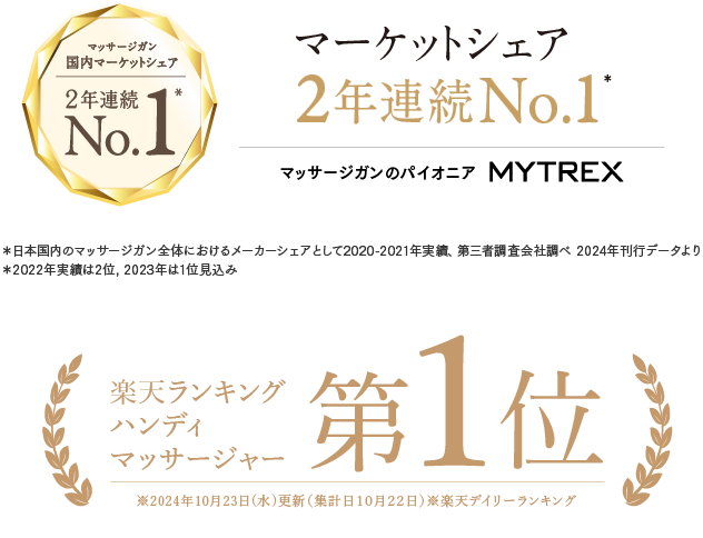 マイベスト マッサージガン 機能性1位 楽天デイリーランキングハンディマッサージャー1位